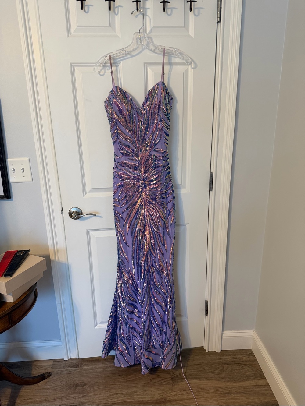 Jovani Prom Dress  08481 Iridescent Purple Spaghetti Strap Dress - Picture 4 of 16